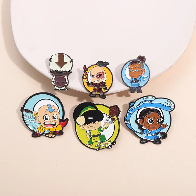 Creative Anime Enamel Pins The Last Airbender Cartoon Brooch Badge Cute Backpack Pin Metal for Kids Jewelry Decoration Gifts Kawaii Side