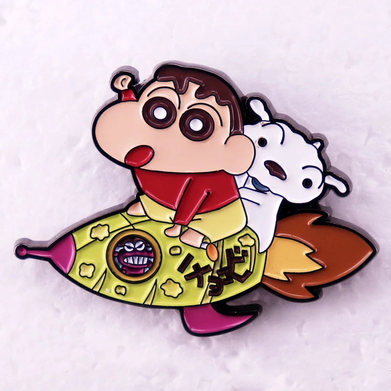 Crayon Shinchan Enamel Pin Japanese Cartoon Brooch Jewelry Fans Gift Kawaii Side