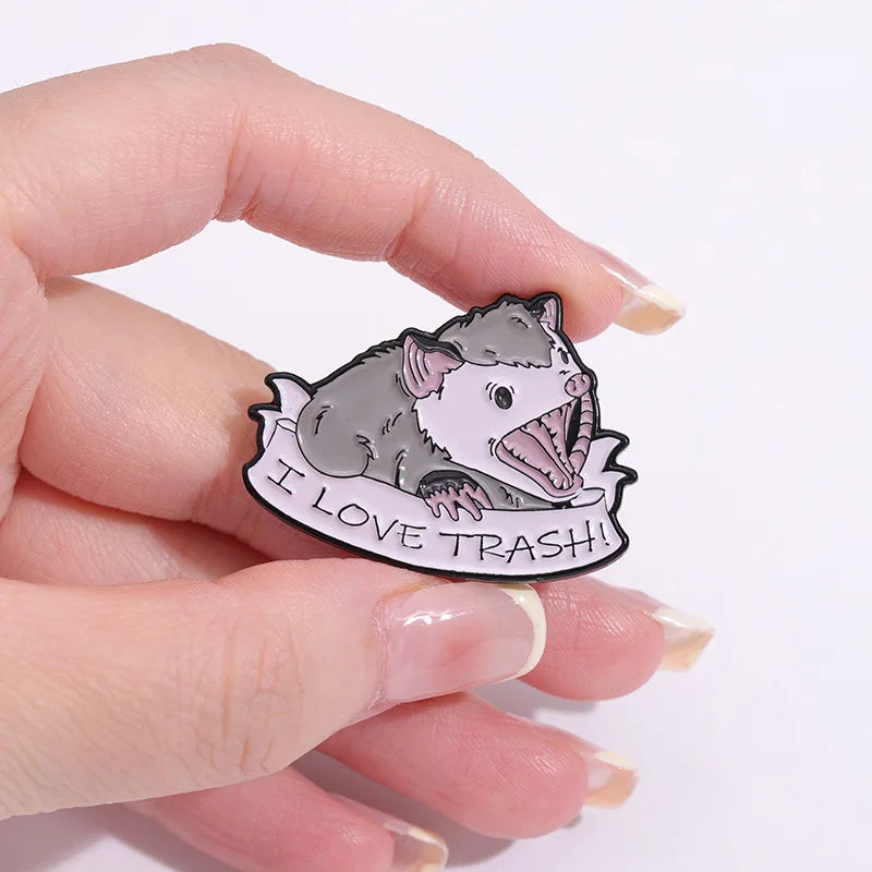 Funny Animals Enamel Pins Mouse Cartoon Rat Lapel Badges Pin Brooches Protection Environment Jewelry Gift for Friends Wholesale Kawaii Side