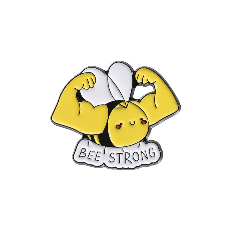 Fitness Muscle Exercise Brooch Enamel Pin Custom Frog Salamander Bat Bee Strong Badges Lapel Pins For Hats Clothes Jewelry Gifts Kawaii Side