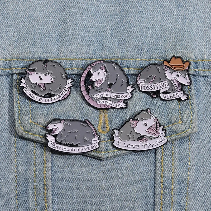 Funny Animals Enamel Pins Mouse Cartoon Rat Lapel Badges Pin Brooches Protection Environment Jewelry Gift for Friends Wholesale Kawaii Side