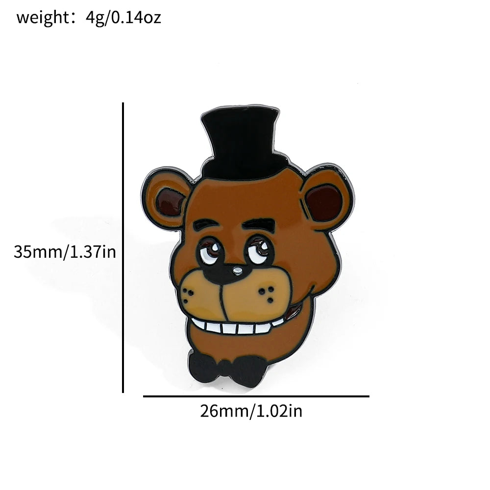 Five Night's At Freddy Badges Cartoon Anime FNAF Enamel Lapel Pins Brow Bear Fox Cute Brooches for Backpack Decoration Jewelry Kawaii Side