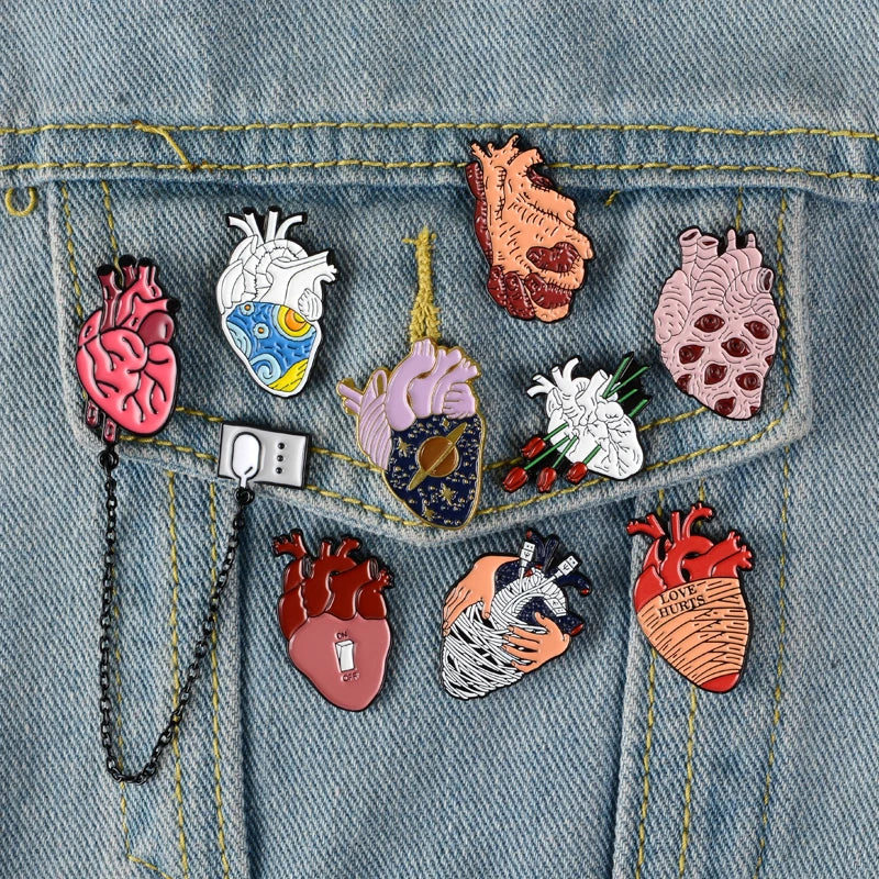 Art Heart Organs Enamel Pin