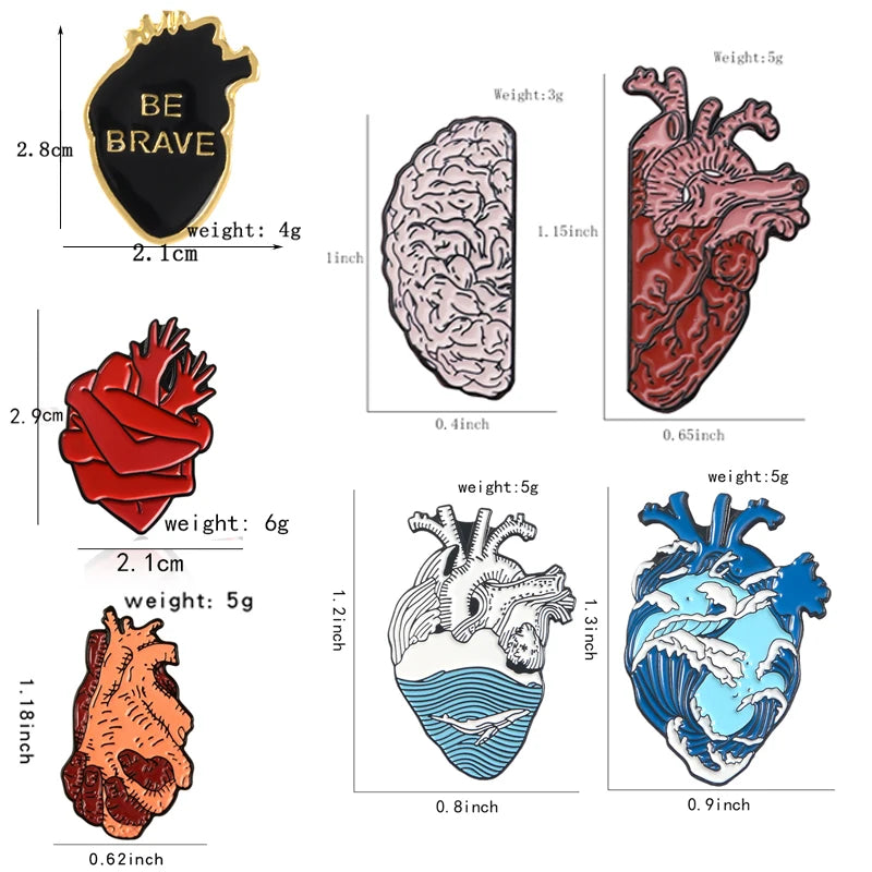 Art Heart Organs Enamel Pin