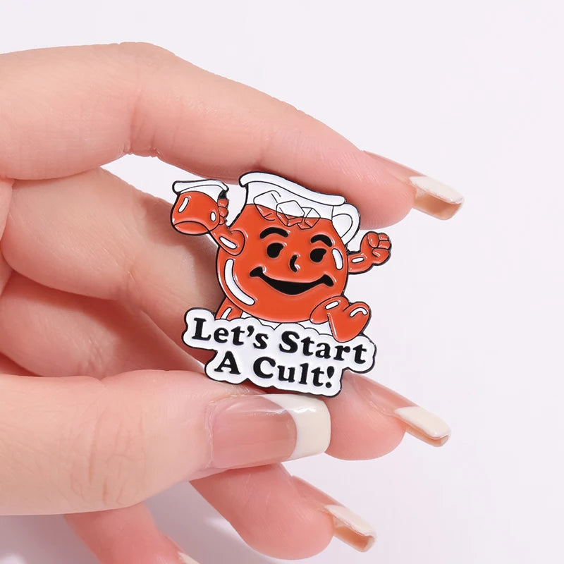 Lets Start A Cult Enamel Pin Anti Cult Slogans Brooch Lapel Backpack Badges Fun Prompts Jewelry Gifts For Best Friedns Kawaii Side