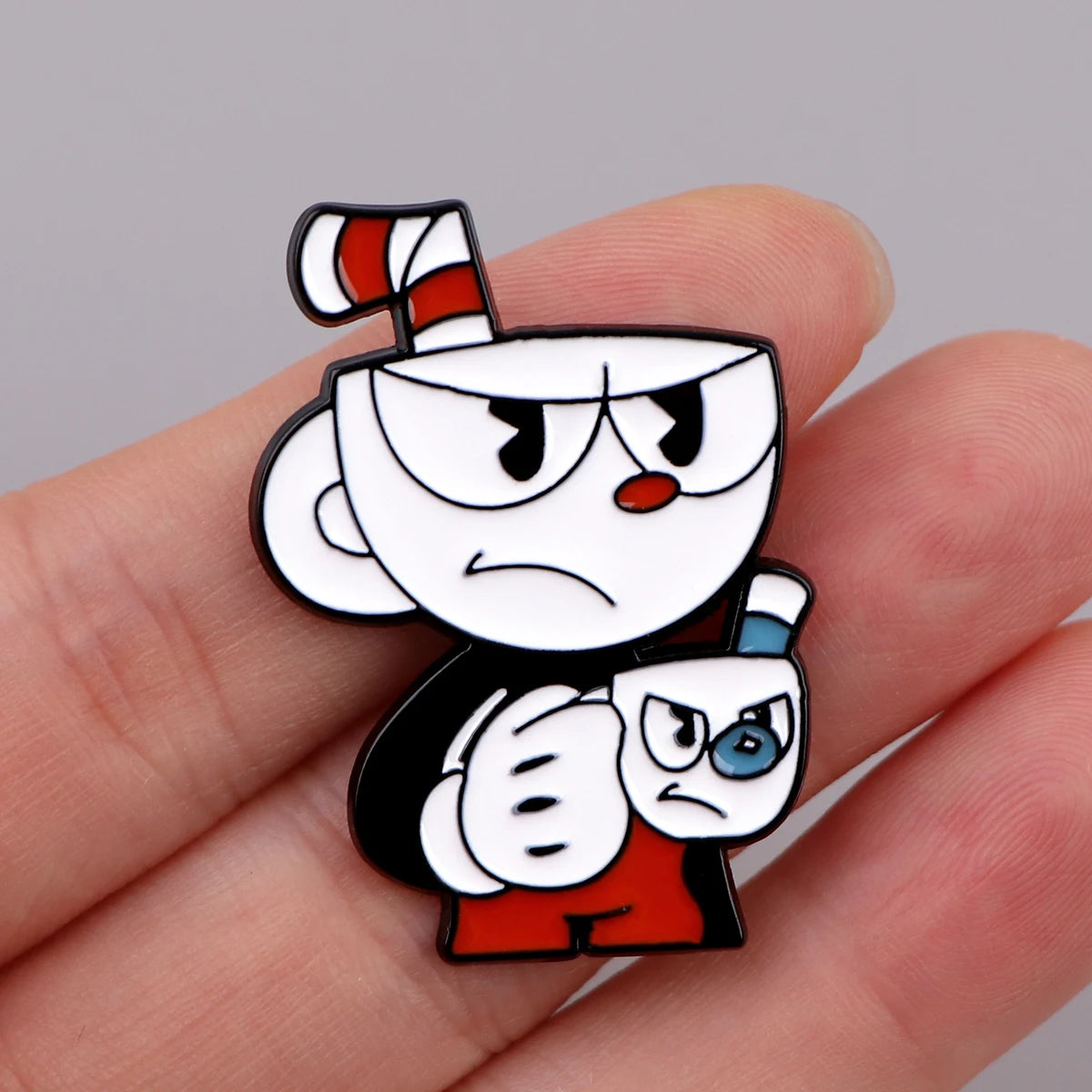 Game Teacup Head Enamel Pins Lapel Pins for Backpacks Brooches for Clothes Cartoon Badges Fashion Jewelry Christmas Gift Kawaii Side