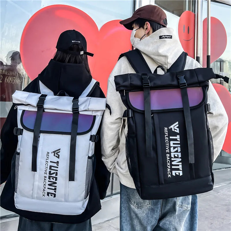 Techwear Style Reflective Backpack Kawaii Side