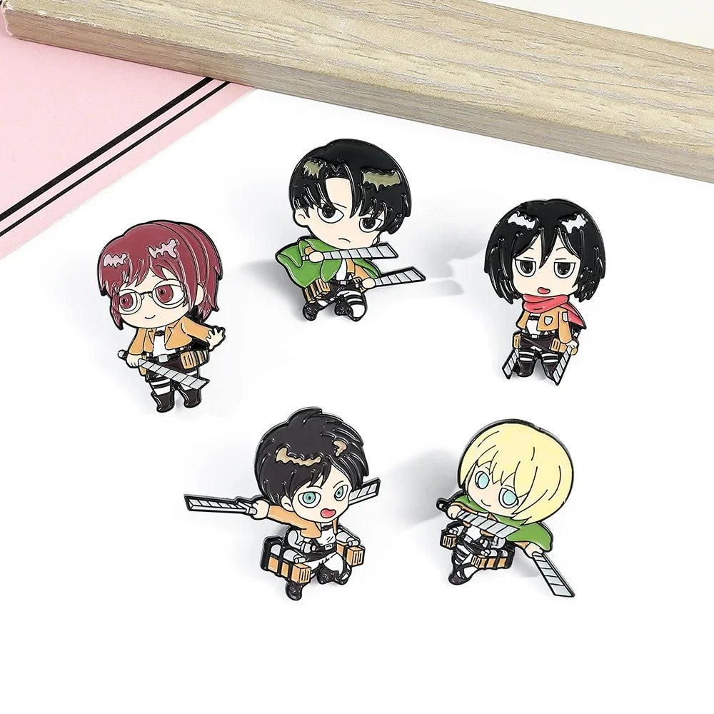 Anime Aot Figure Enamel Pins Classic Attack on Titan Brooches Metal Lapel Badges Accessories Gifts for Fans Kawaii Side