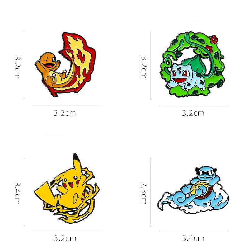 Pokemon Pikachu Lapel Pin Cartoon Cute Lapel Pin Charmander Bulbasaur Squirtle Enamel Pin Metal Badge Accessories Jewelry Gifts Kawaii Side