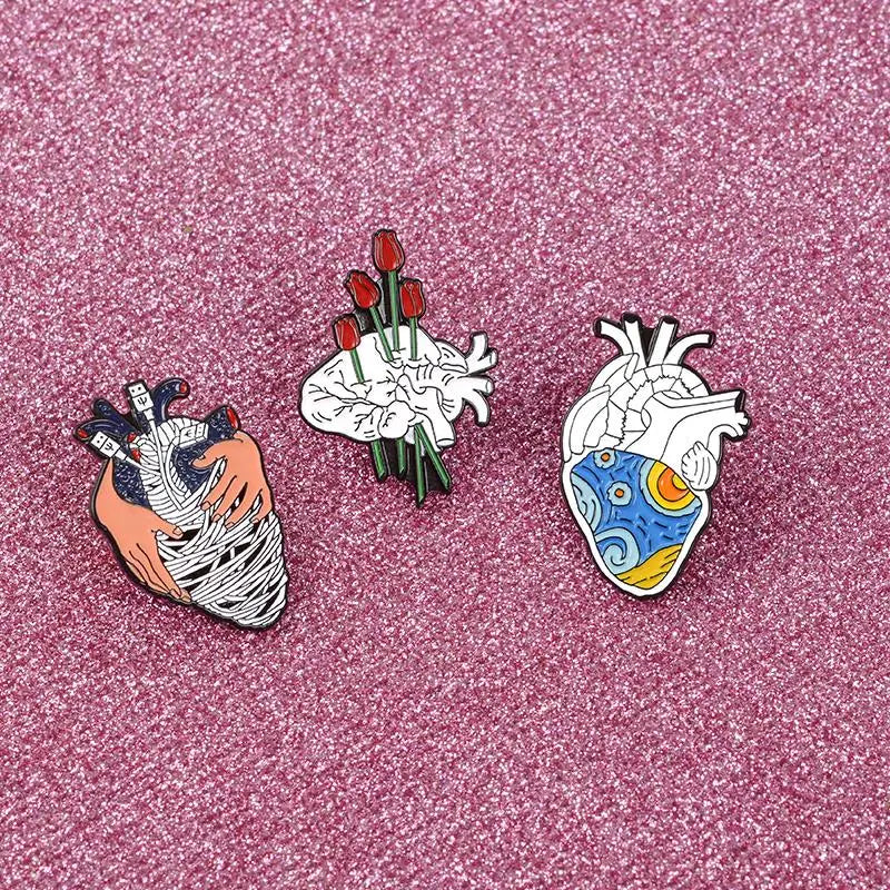 Art Heart Organs Enamel Pin