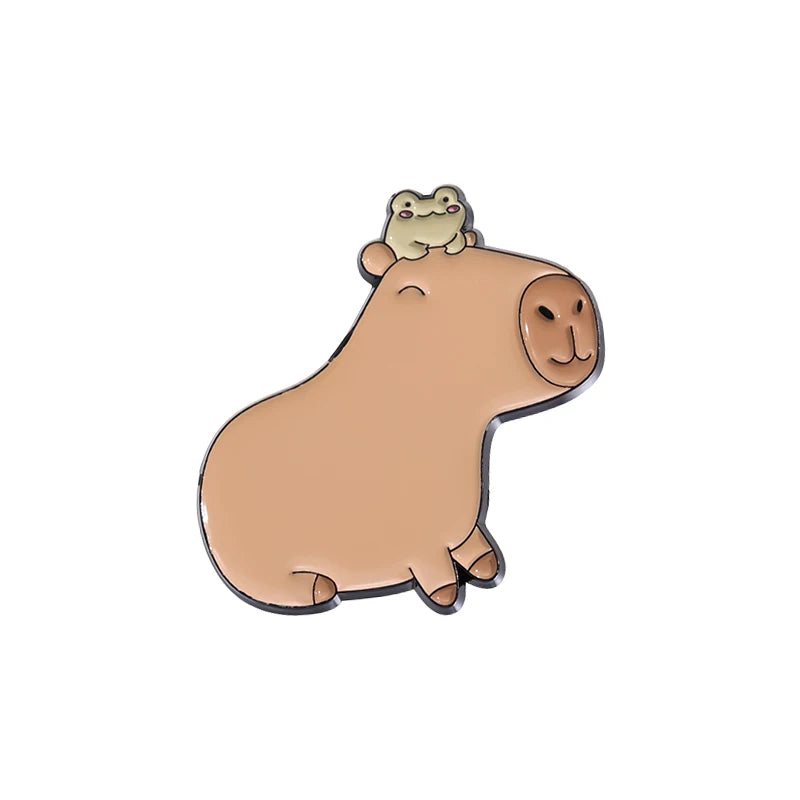 Cartoon Cute Capybara Brooch Enamel Pins Custom Funny Hippopotamus Metal Lapel Badge Clothes Backpack Accessories Jewelry Gift Kawaii Side