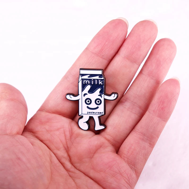 Cartoon Milk Carton Badge Enamel Pin Brooch Jewelry Kawaii Side