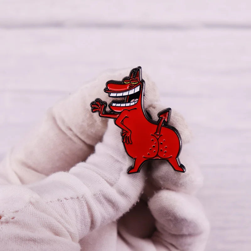 Red Guy Enamel Pin Kawaii Side