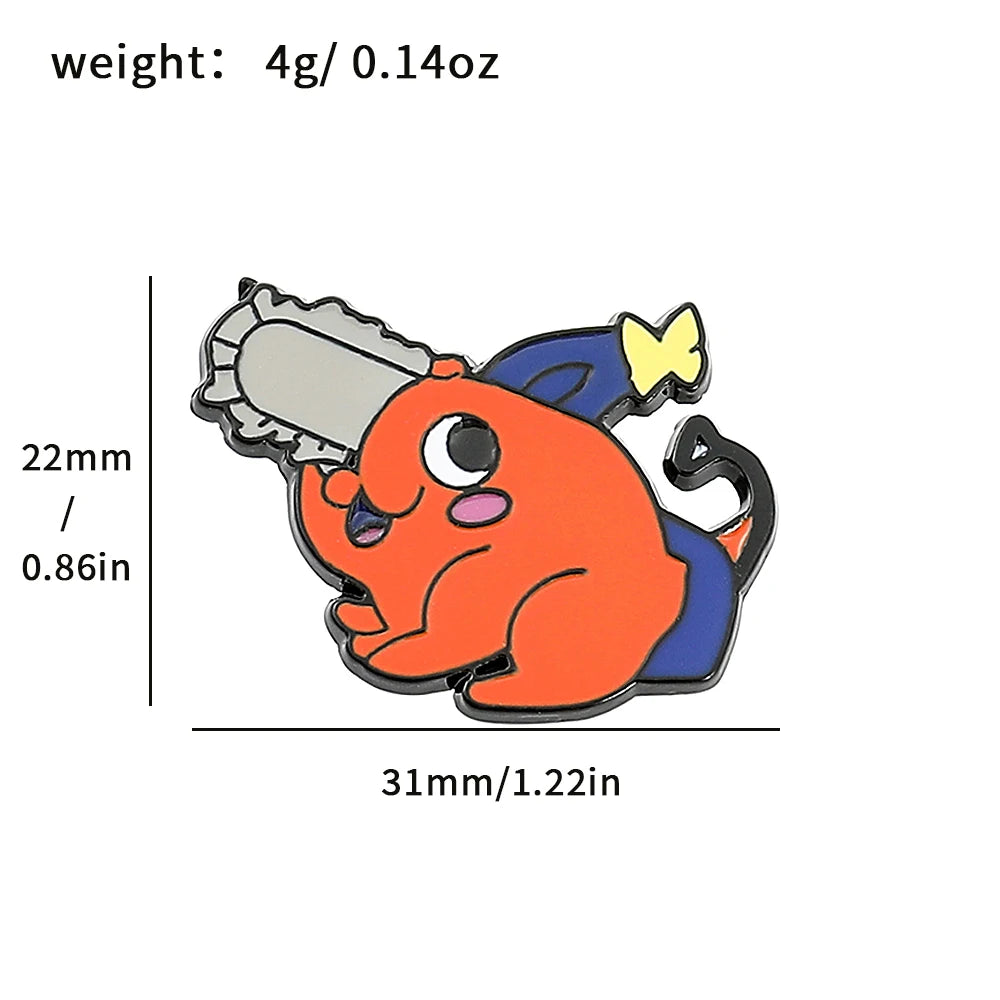 Chainsaw Man Anime Figure Denji Pochita Cute Fashion Brooch Enamel Pin Badge for Kid Girl Friends Jewelry Accessories Gift Kawaii Side