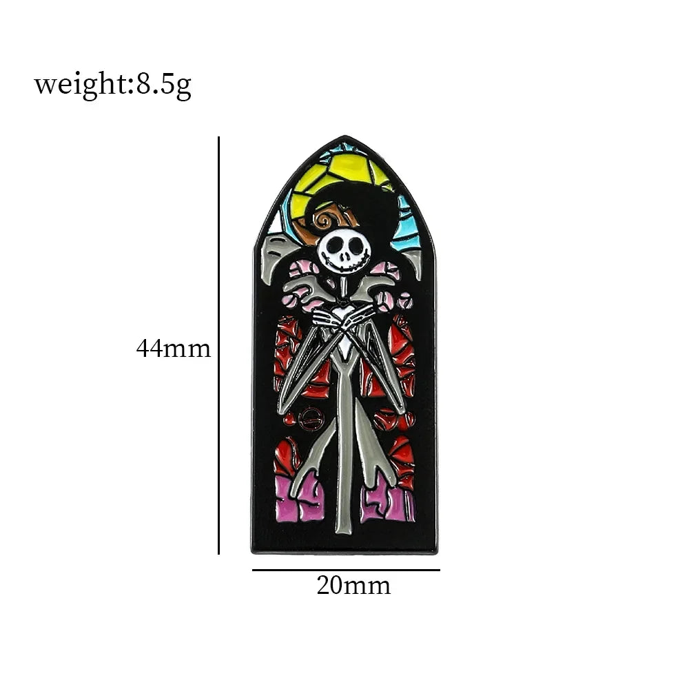 Nightmare Before Christmas Enamel Pin Cartoon Jack Sally Character Halloween Brooch for School Bags Apparel Accessories Jewelry Kawaii Side