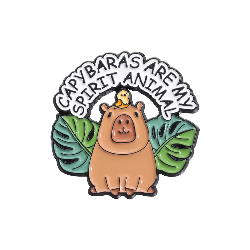 Cartoon Cute Capybara Brooch Enamel Pins Custom Funny Hippopotamus Metal Lapel Badge Clothes Backpack Accessories Jewelry Gift Kawaii Side