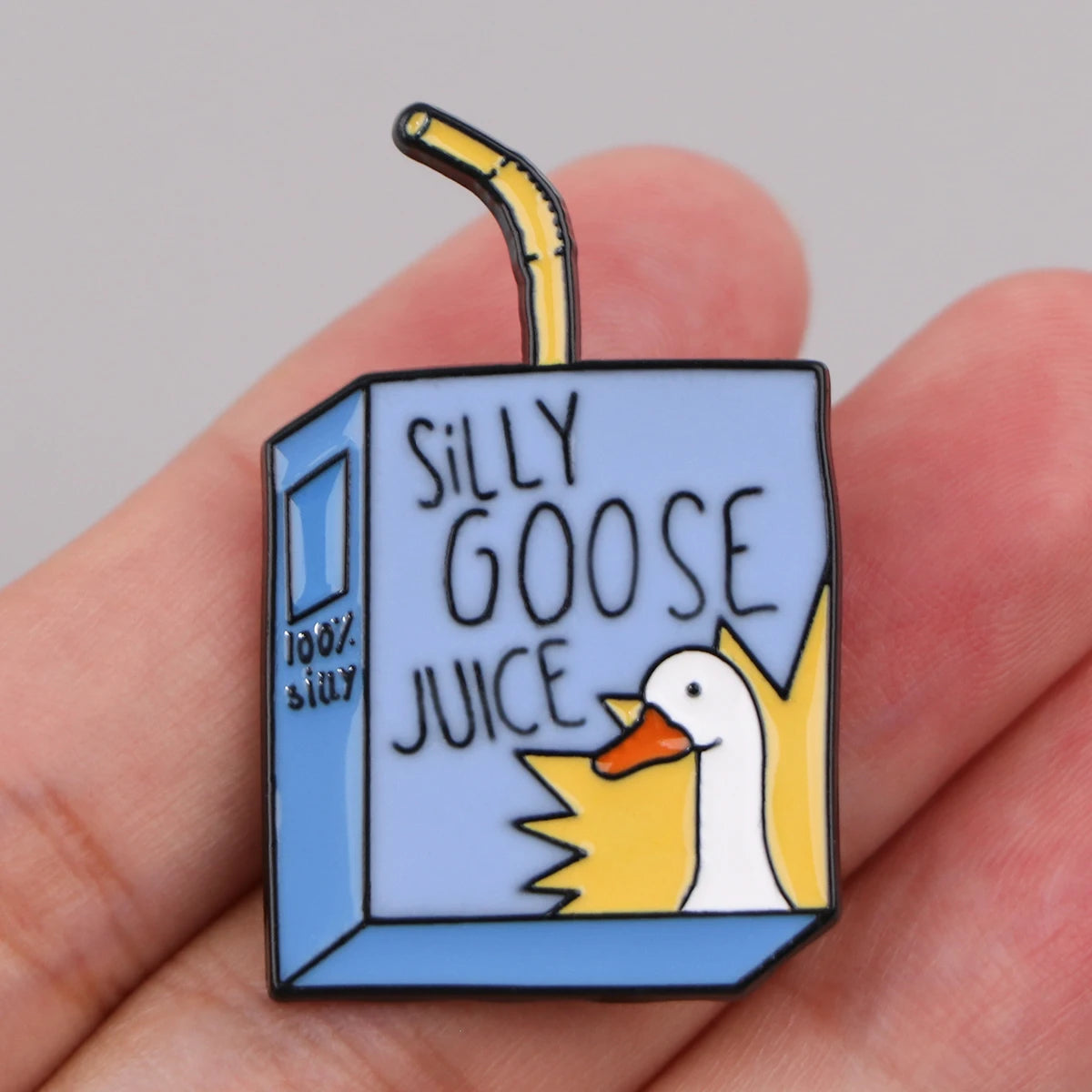 Silly Goose Juice Enamel Pin Kawaii Side