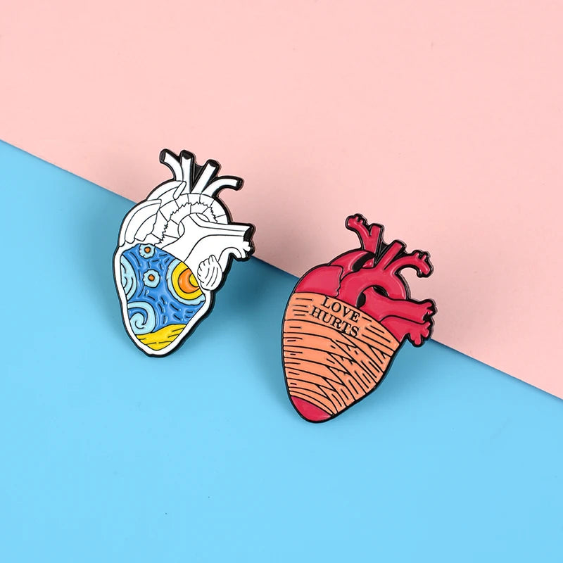 Art Heart Organs Enamel Pin