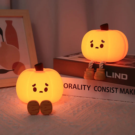 Simpatica zucca di Halloween luci notturne in morbido silicone