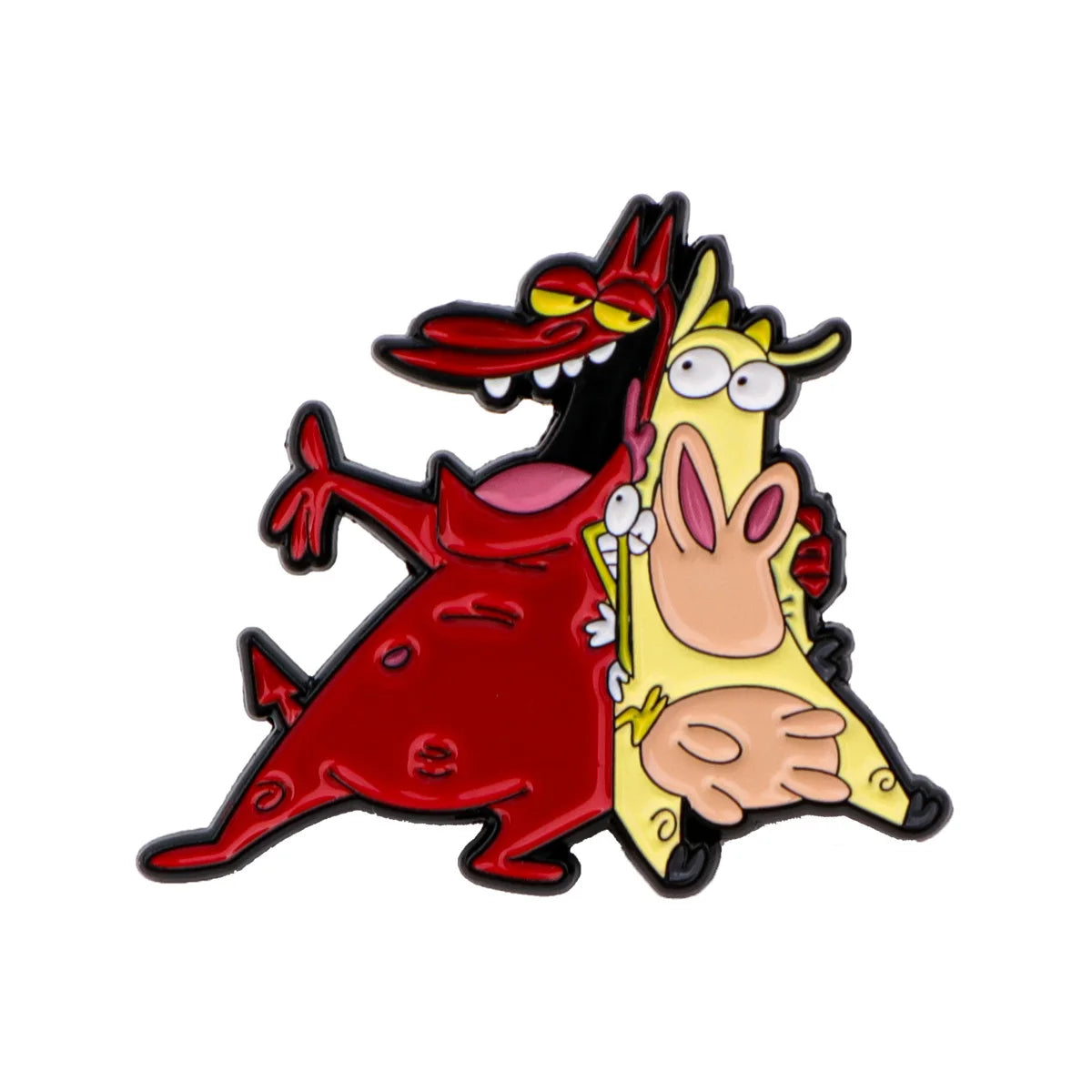 Cow and Red Guy Enamel Pin