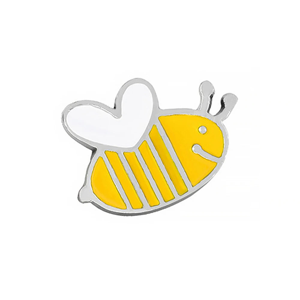 Cartoon Insect Enamel Pins Cute Metal Honey Bee Brooch Bag Clothes Lapel Pin Funny Animal Fashion Jewelry Gifts for Kids Friends Kawaii Side