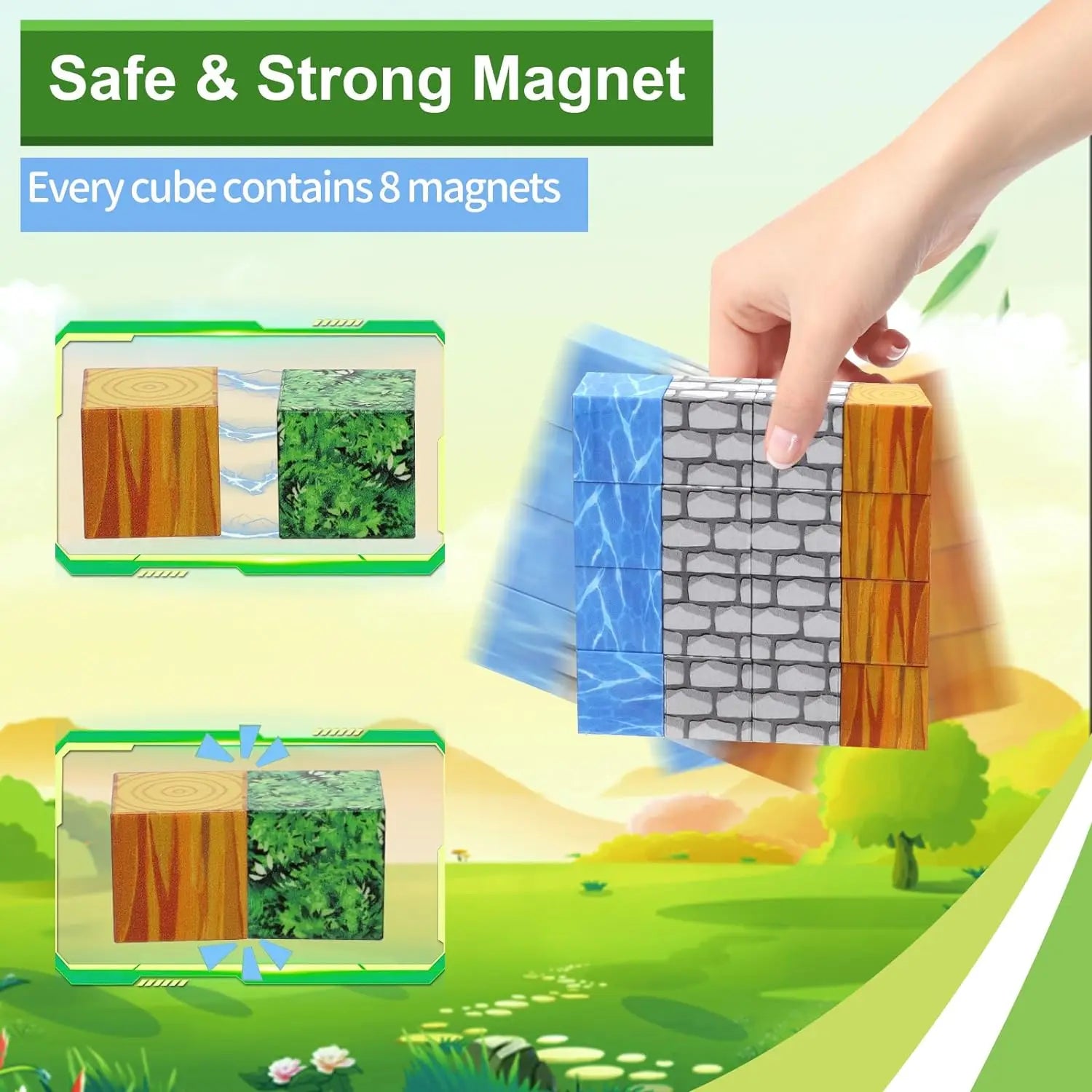 Various Biomes and Scenarios Magnetic Building Blocks