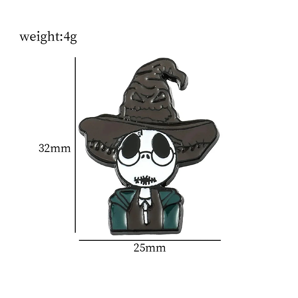 Nightmare Before Christmas Enamel Pin Cartoon Jack Sally Character Halloween Brooch for School Bags Apparel Accessories Jewelry Kawaii Side