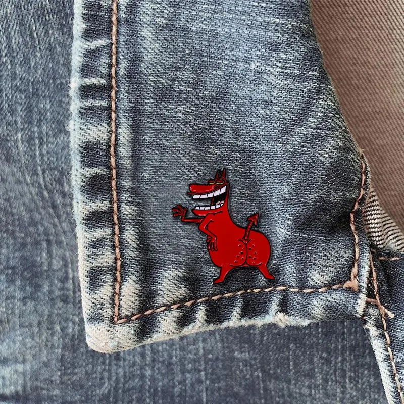 Red Guy Enamel Pin Kawaii Side