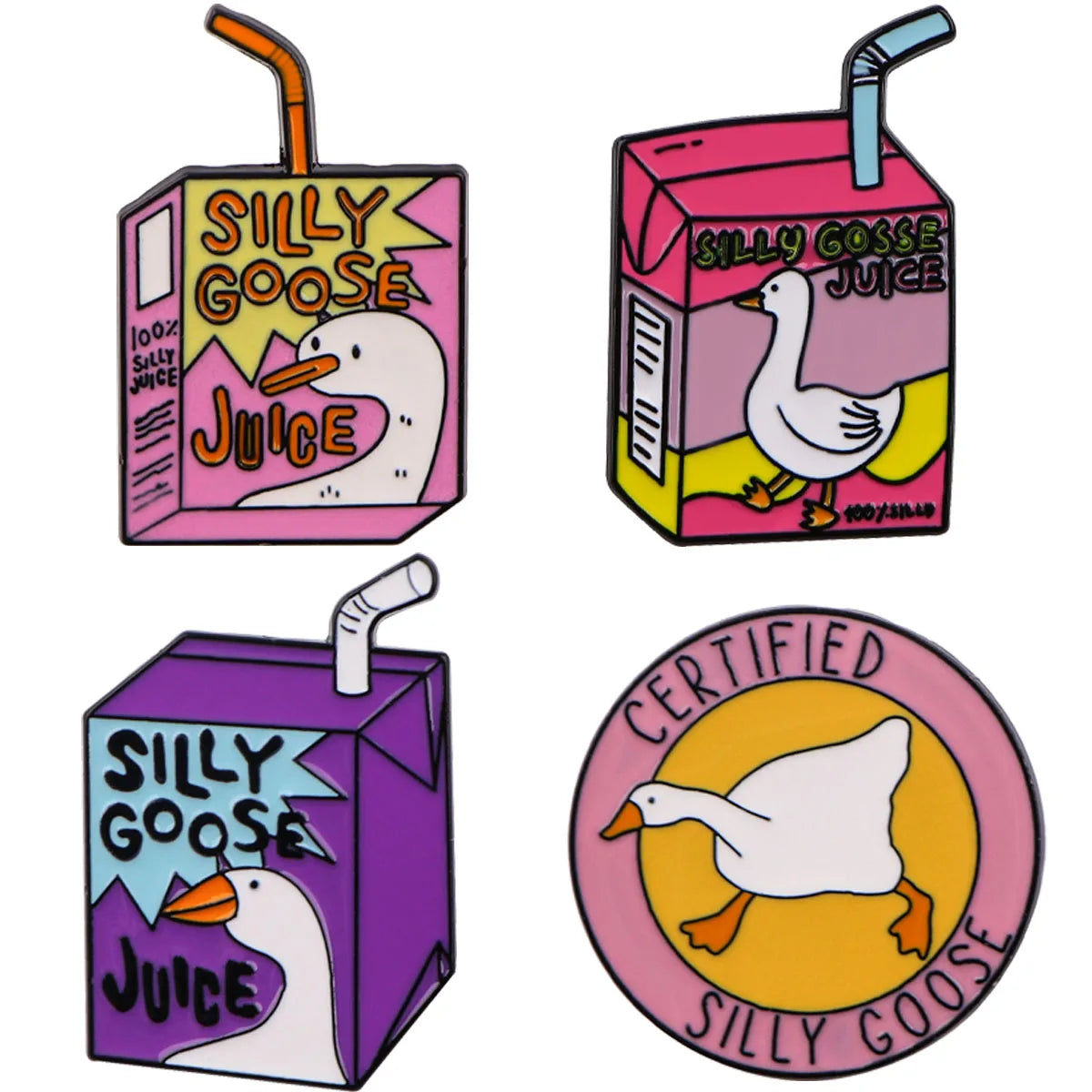 Goose Juice Enamel Pin Kawaii Side