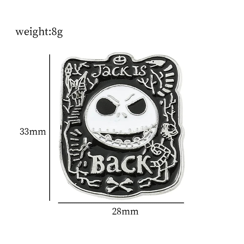 Nightmare Before Christmas Enamel Pin Cartoon Jack Sally Character Halloween Brooch for School Bags Apparel Accessories Jewelry Kawaii Side