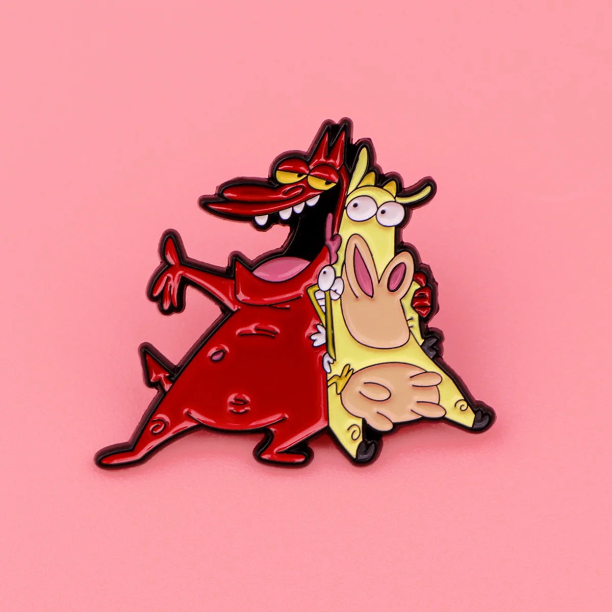 Cow and Red Guy Enamel Pin