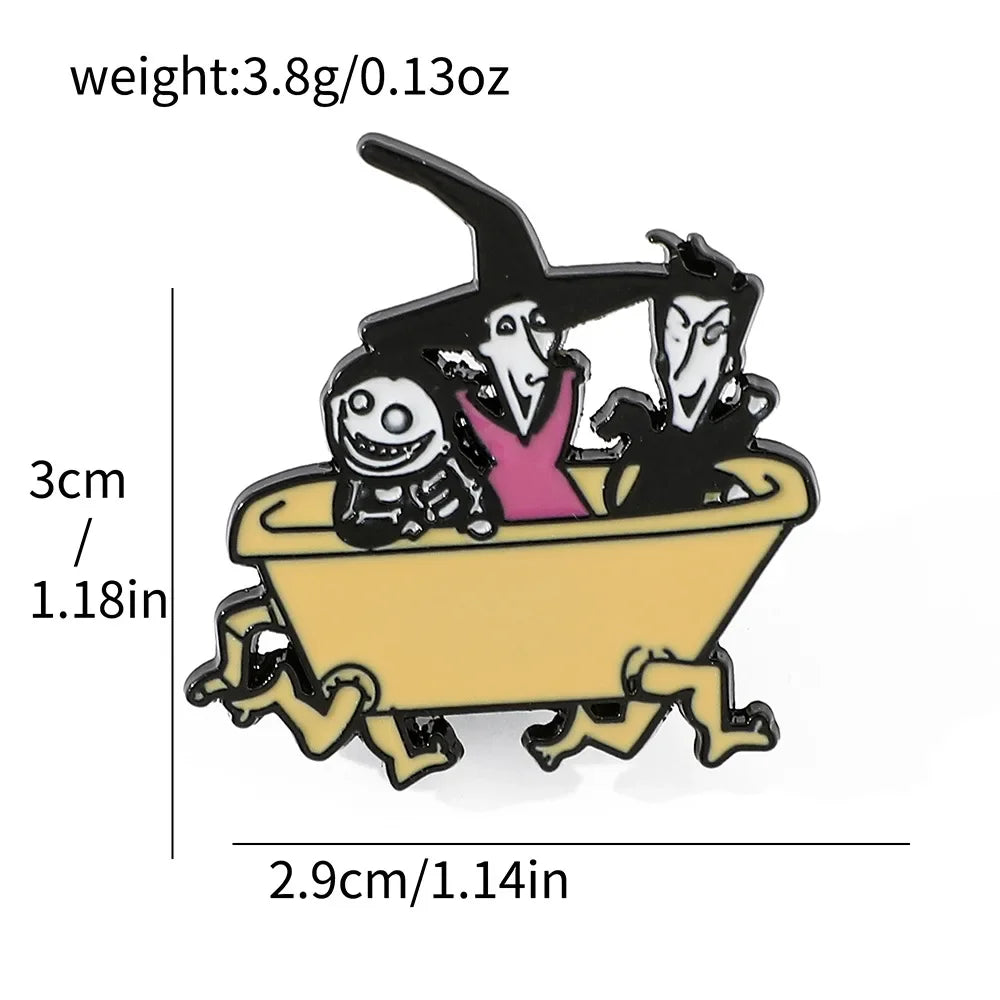 Nightmare Before Christmas Enamel Pin Cartoon Jack Sally Character Halloween Brooch for School Bags Apparel Accessories Jewelry Kawaii Side