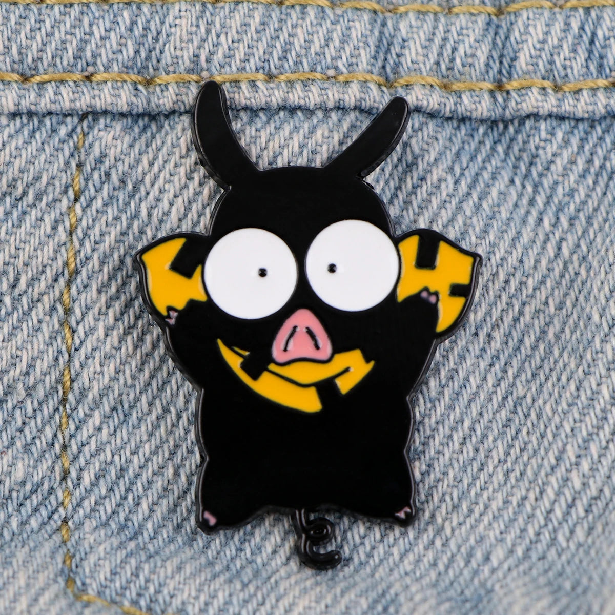 Kawaii Girl and Pig Enamel Pin