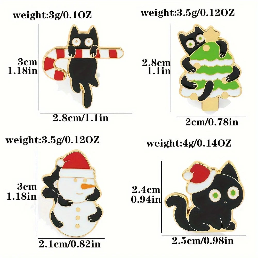 [Special Bundle] Christmas Kitten Enamel Pin Kawaii Side