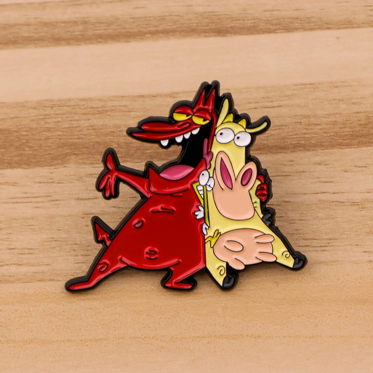 Cow and Red Guy Enamel Pin