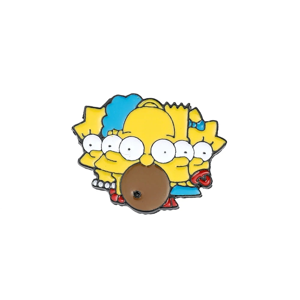 Simpsons Cartoon Anime Funny Enamel Brooch Fashion Creative Shirt Backpack Accessories Badge Lapel Pin Jewelry Decoration Gift Kawaii Side