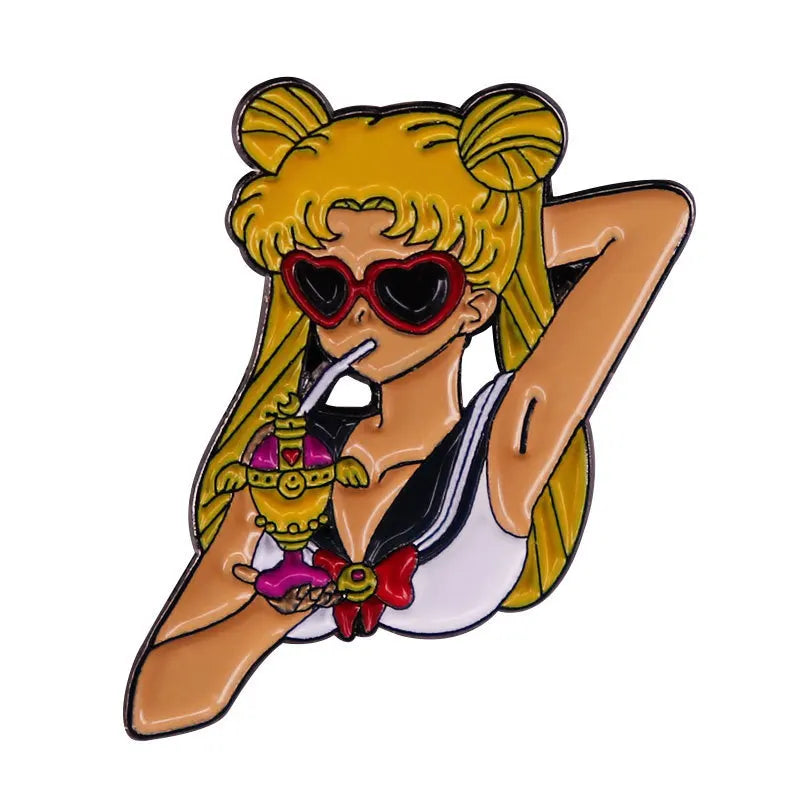 Cute Sailor Girls Anime Enamel Pin