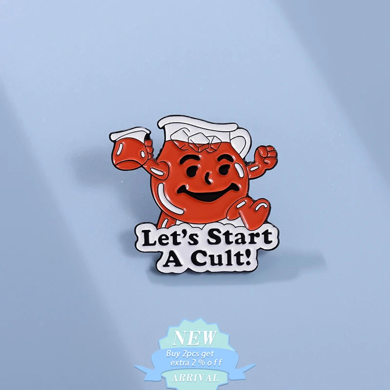 Lets Start A Cult Enamel Pin Anti Cult Slogans Brooch Lapel Backpack Badges Fun Prompts Jewelry Gifts For Best Friedns Kawaii Side