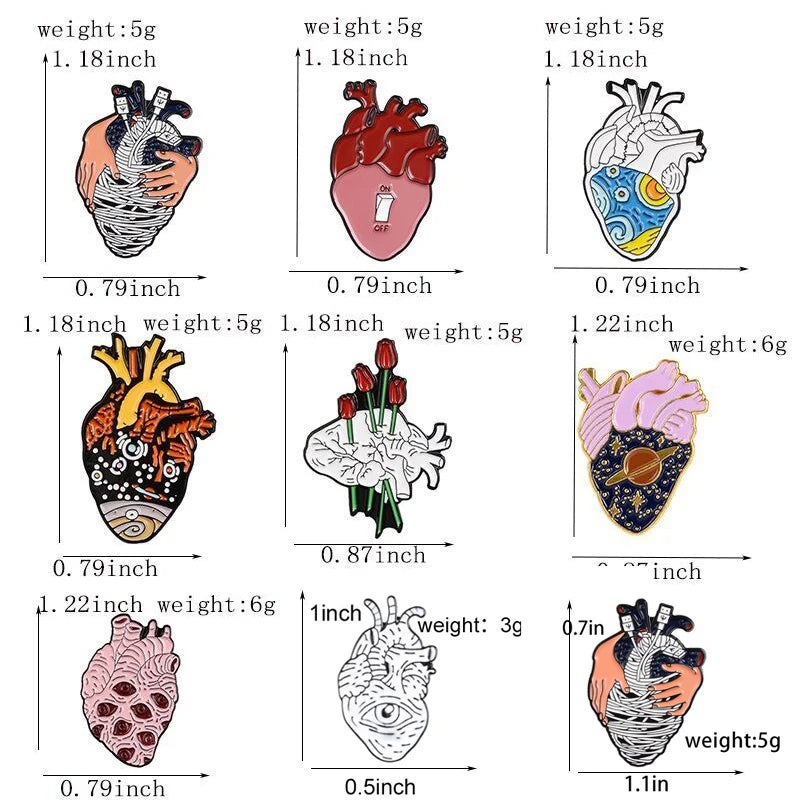 Art Heart Organs Enamel Pin