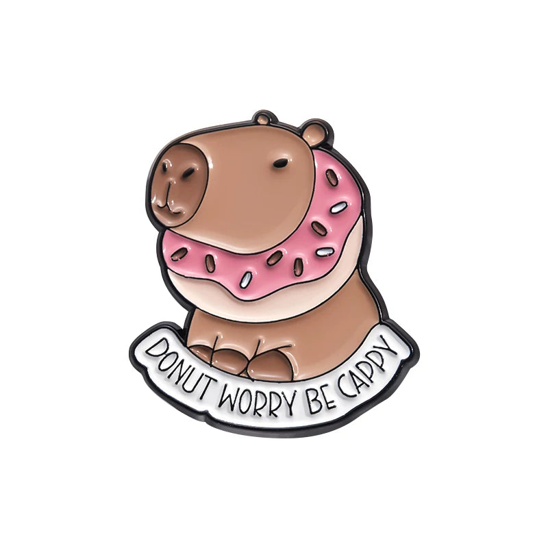 Cartoon Cute Capybara Brooch Enamel Pins Custom Funny Hippopotamus Metal Lapel Badge Clothes Backpack Accessories Jewelry Gift Kawaii Side