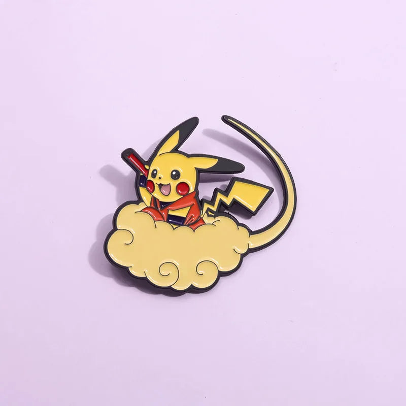 Pokemon Pikachu Cloud Enamel Pins Brooches for Women Cartoon Badge on Backpack Hat Decoration Accessories Anime Jewelry Gifts Kawaii Side