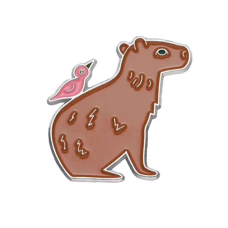 Cartoon Cute Capybara Brooch Enamel Pins Custom Funny Hippopotamus Metal Lapel Badge Clothes Backpack Accessories Jewelry Gift Kawaii Side