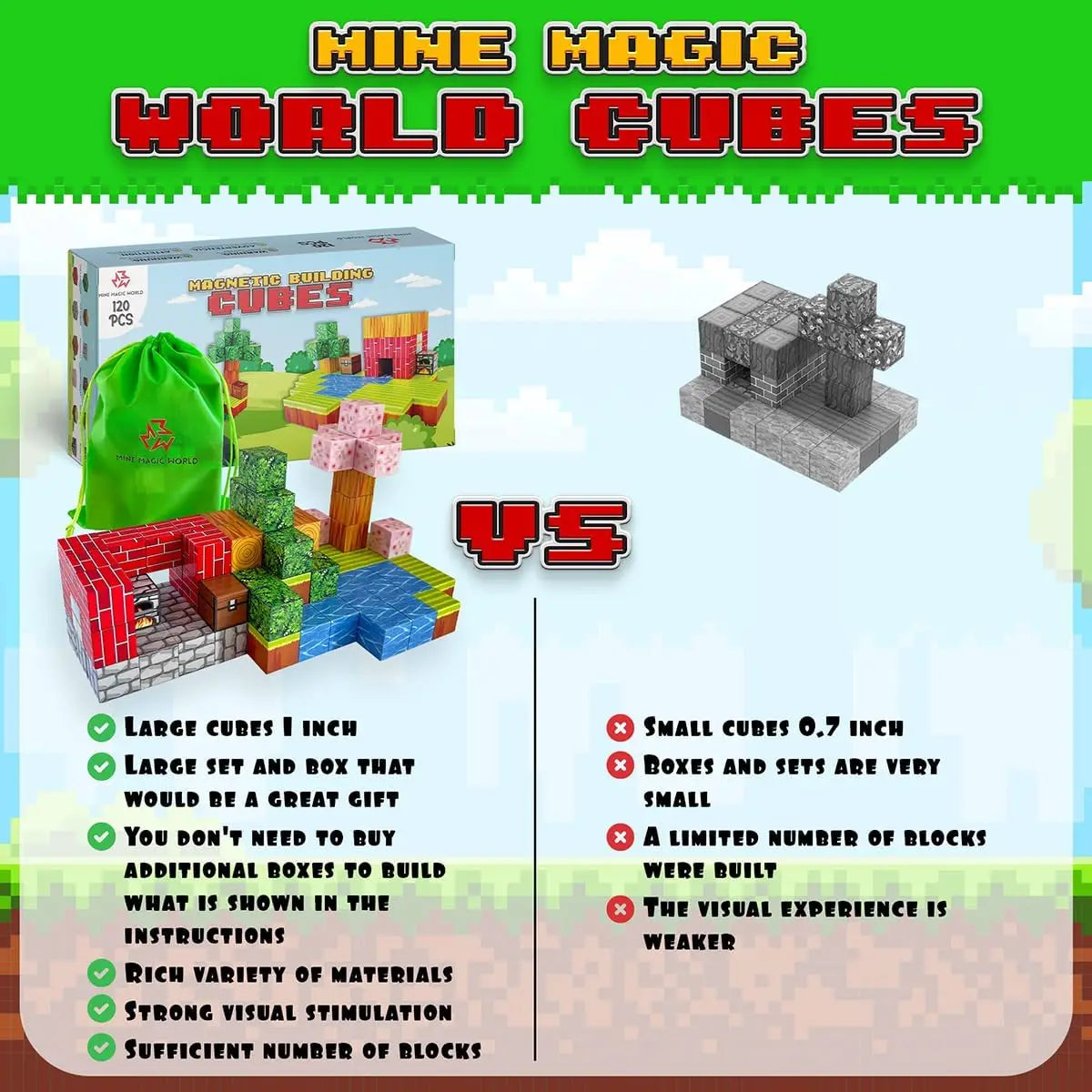 Various Biomes and Scenarios Magnetic Building Blocks