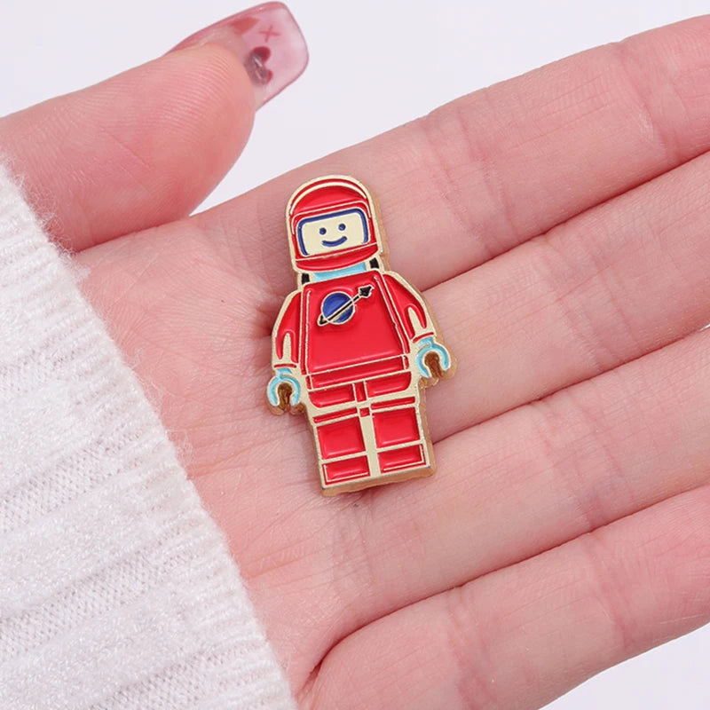 Space Astronauts Robot Enamel Pins Cute Planet Astronaut Metal Brooches Lapel Badge Backpack Clothes Jewelry Accessories Pin Kawaii Side