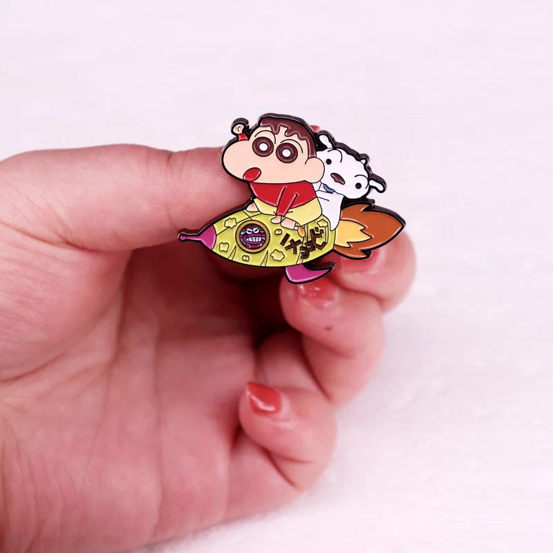 Crayon Shinchan Enamel Pin Japanese Cartoon Brooch Jewelry Fans Gift Kawaii Side