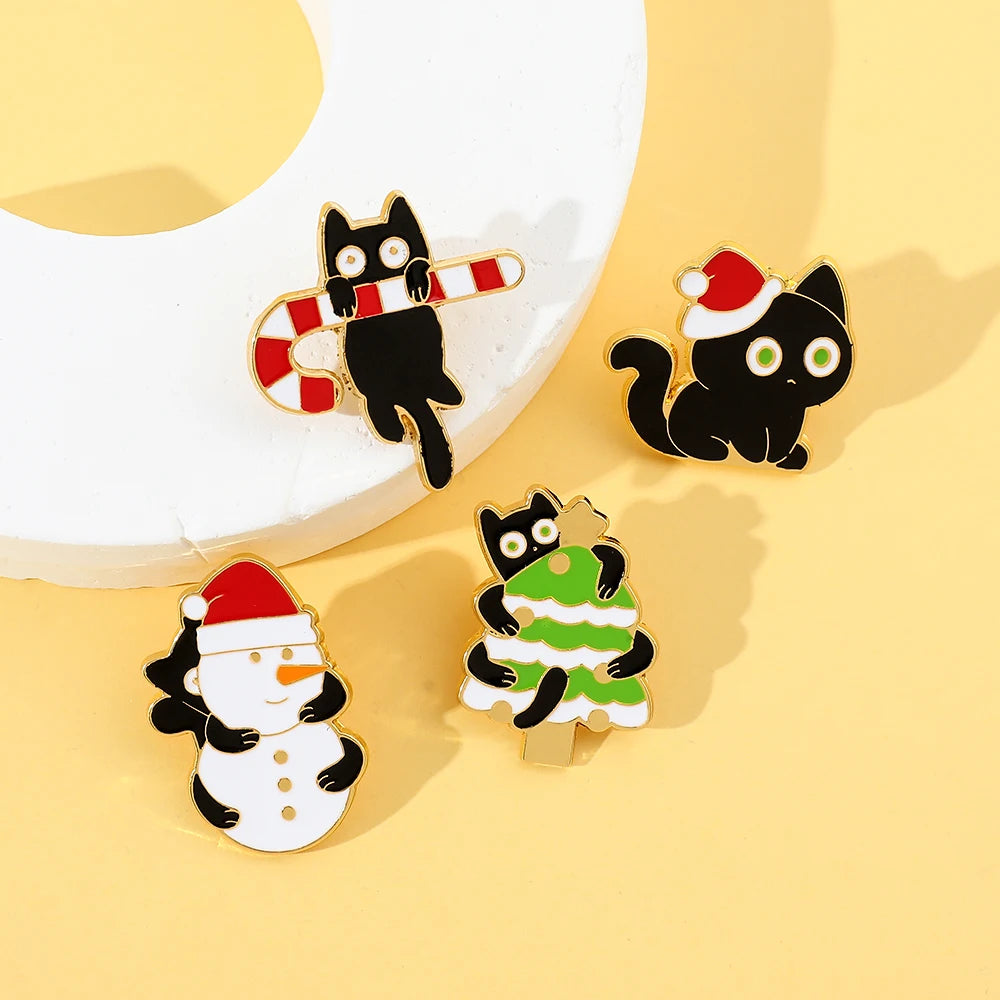 [Special Bundle] Christmas Kitten Enamel Pin Kawaii Side