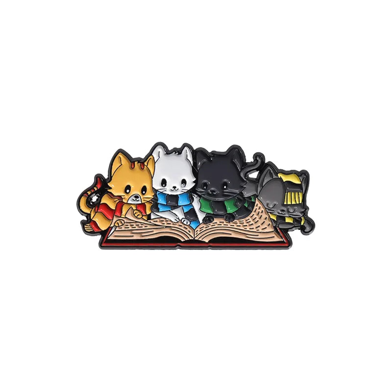 Cartoon Cat Magician Enamel Brooch Cute Magic Potion Pin Fiction Film Custom Lapel Badge Backpack Denim Jewelry Gift for Friends Kawaii Side