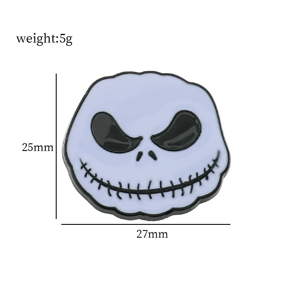 Nightmare Before Christmas Enamel Pin Cartoon Jack Sally Character Halloween Brooch for School Bags Apparel Accessories Jewelry Kawaii Side