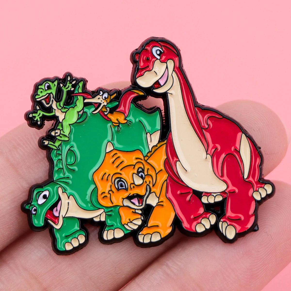 Anime Movie Enamel Pin Cute Dinosaur Brooch Pines Lapel Pins Badge on Backpack Clothes Accessories Animal Jewelry Kids Gift Kawaii Side