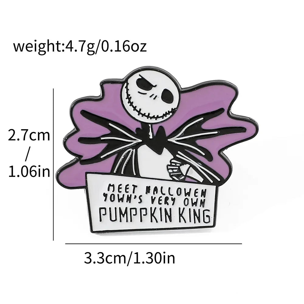 Nightmare Before Christmas Enamel Pin Cartoon Jack Sally Character Halloween Brooch for School Bags Apparel Accessories Jewelry Kawaii Side